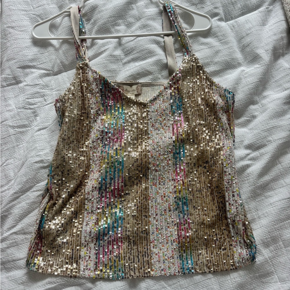 Altar'd State Sequin Camisole in Gold and Multicolor